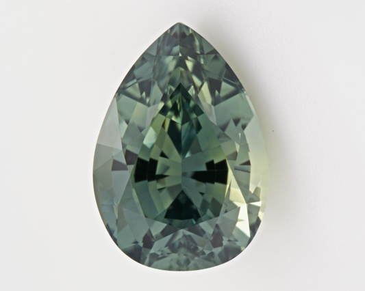 3.27 carats natural green Montana Sapphire - pear shape